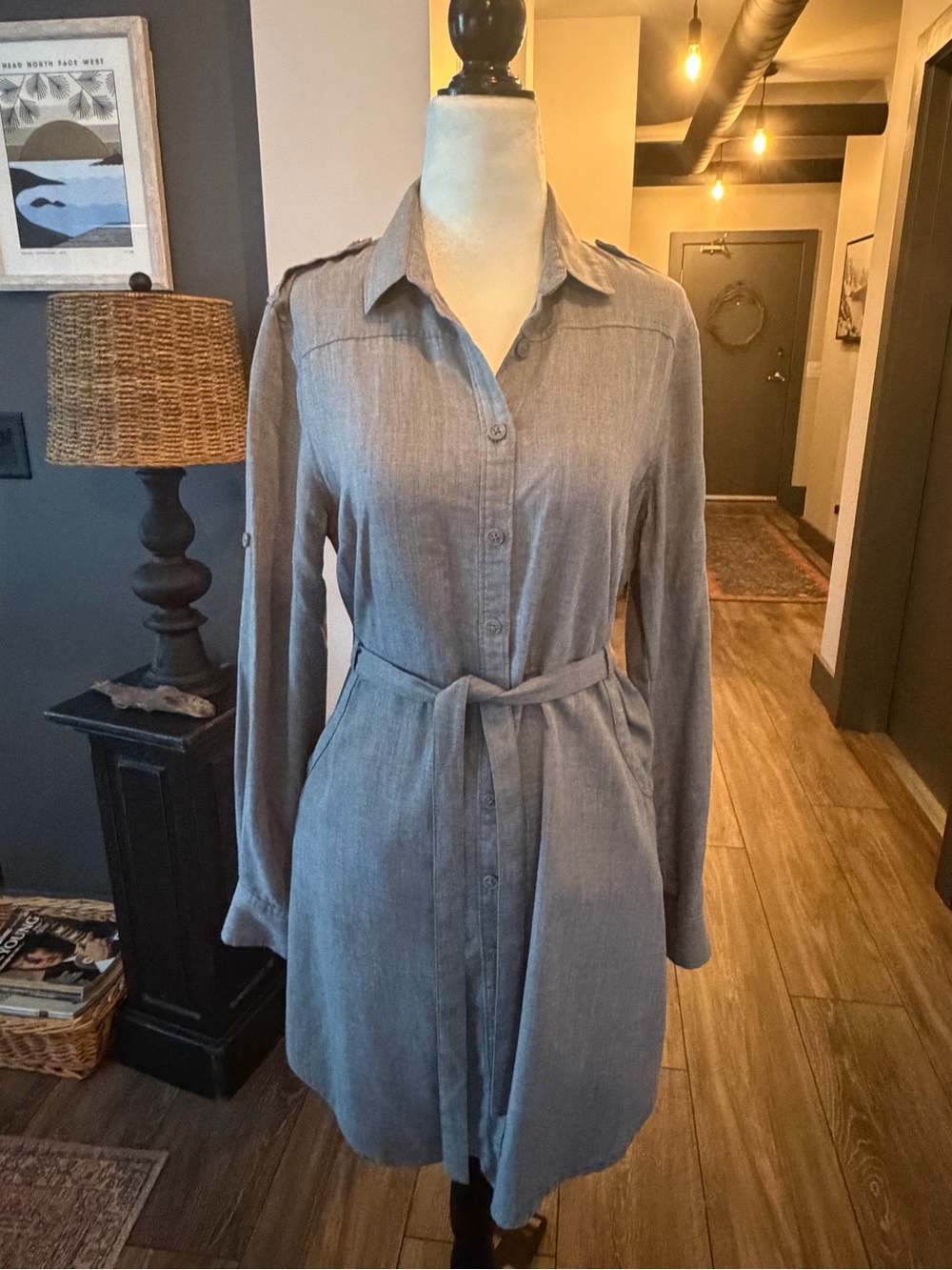 FIG Gray Midi Shirt Dress